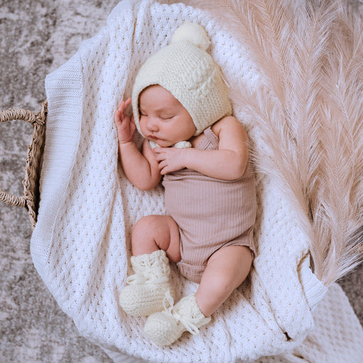 Diamond Knit Baby Blanket - White-Blanket-Snuggle Hunny Kids-Eko Kids
