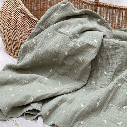 Embroidered Cotton Muslin Blankets-Swaddle Blanket-Pop Ya Tot-Botanic-Eko Kids