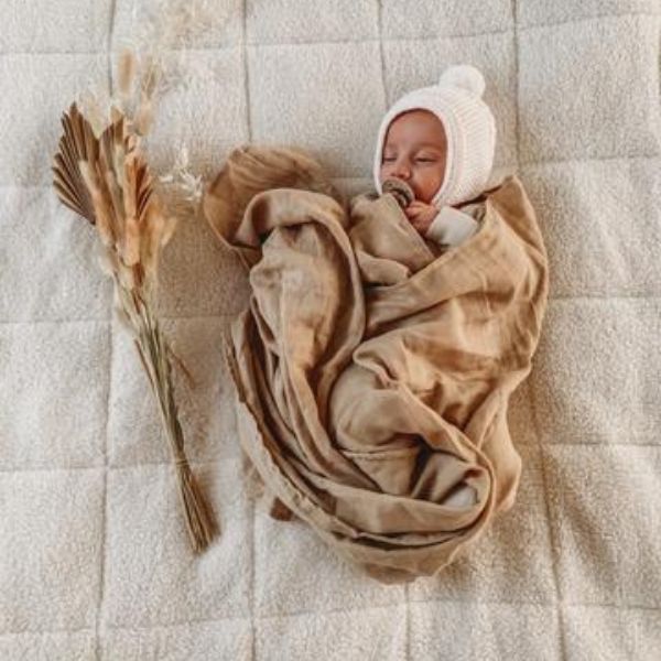 Essential Organic Muslin Swaddle - Sand Dune-Swaddle-Pop Ya Tot-Eko Kids