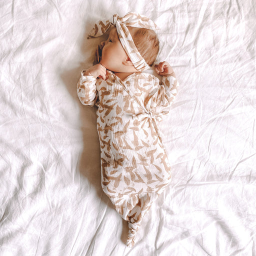 Newborn Knotted Sleeping Gown - Leaf-Knotted Gown-Pop Ya Tot-Eko Kids