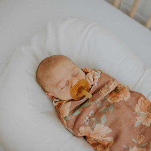 Muslin Cotton Swaddle - Peony Blooms - Clay-Swaddle-The Mini Scout-Eko Kids