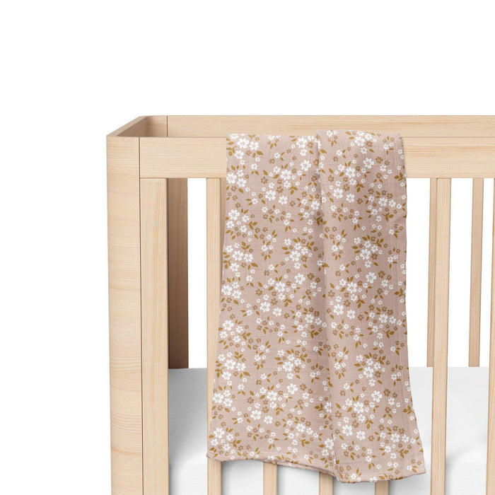 Muslin Cotton Swaddle - Whimsy Floral - Peach-Swaddle-The Mini Scout-Eko Kids