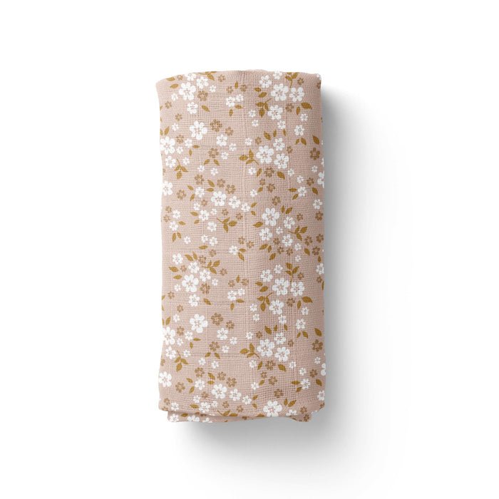 Muslin Cotton Swaddle - Whimsy Floral - Peach-Swaddle-The Mini Scout-Eko Kids